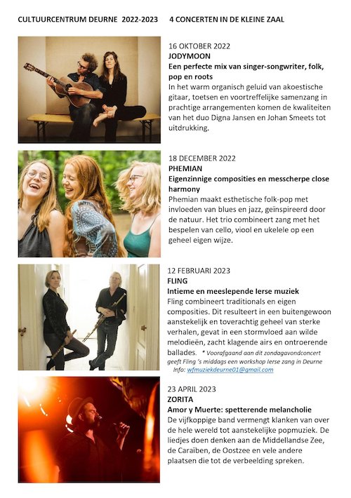 Concerten in Cultuurcentrum Deurne 2022-2023