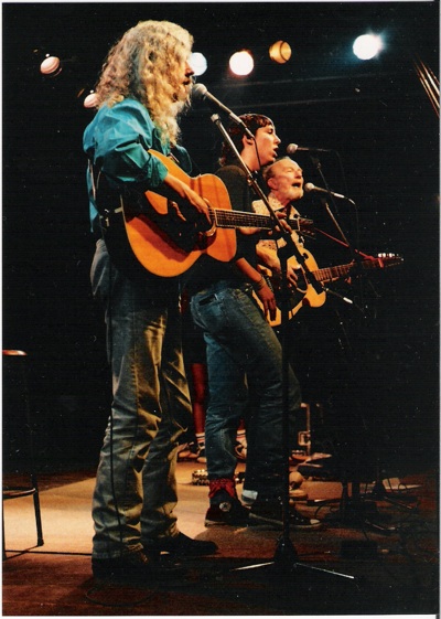 arlo guthrie, tao ridriguez en pete seeger op het tønderfestival